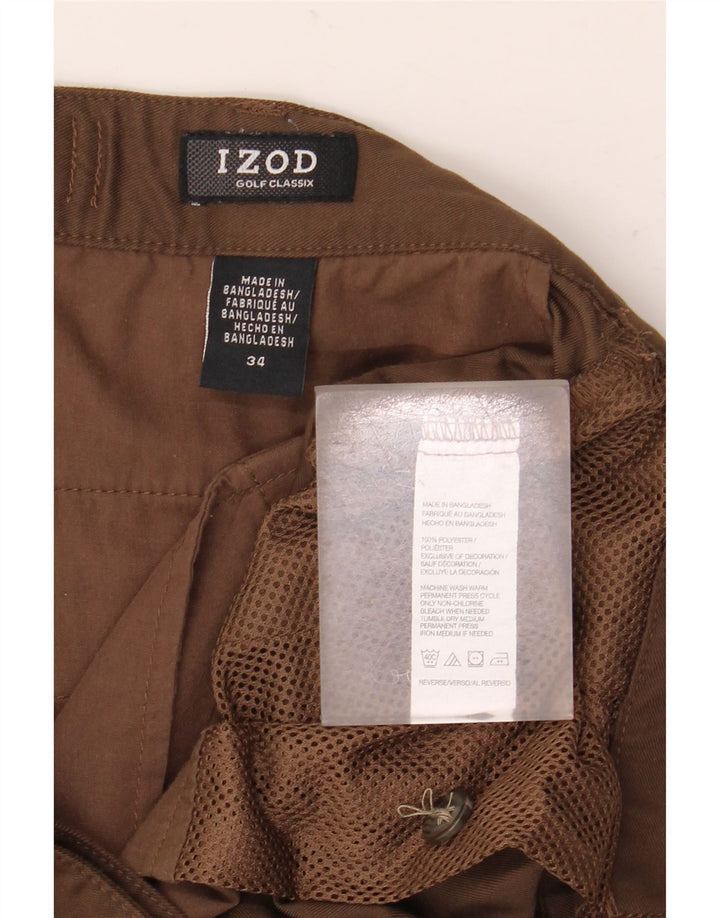IZOD Muške kratke chino hlače s štipaljkama W34 veliki smeđi poliester
