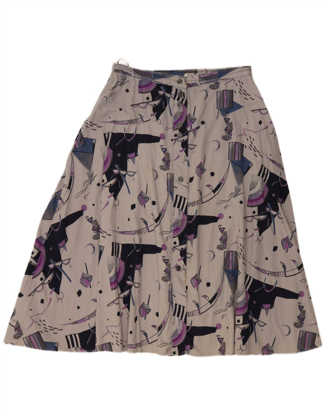 VINTAGE ženska suknja A-kroja visokog struka W32 velika siva geometrijska