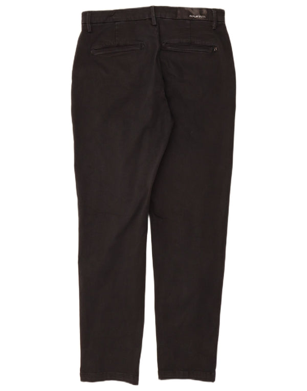 REPLAY Womens Regular Fit Chino Trousers W31 L29  Black Cotton