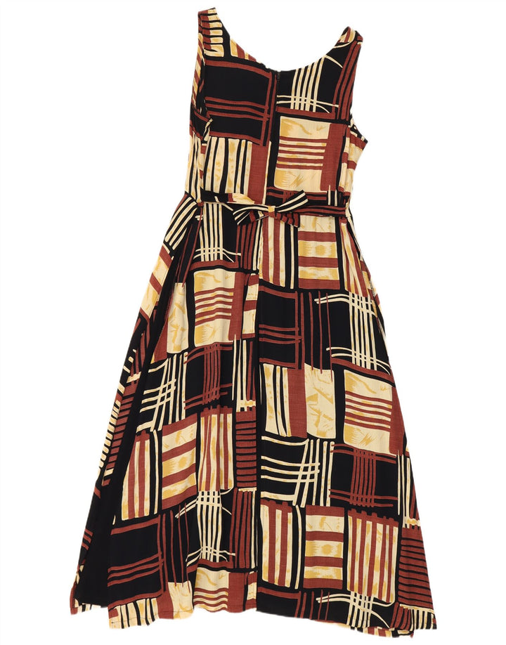 Bez problema ženska haljina bez rukava A-kroja UK 18 XL smeđa patchwork viskoza