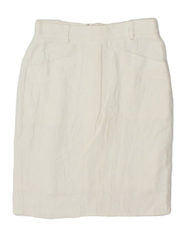 VINTAGE Womens Straight Skirt IT 42 Medium W26 White Vintage Vintage and Second-Hand Vintage from Messina Hembry 
