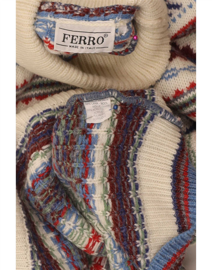Ferro muški pulover s rol izrezom XL višebojna Fair Isle vuna