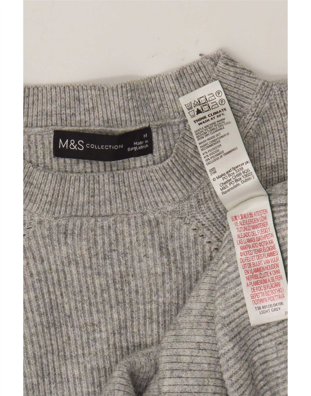 Marks & Spencer ženski džemper s okruglim izrezom UK 12 srednje sivo s pjegama
