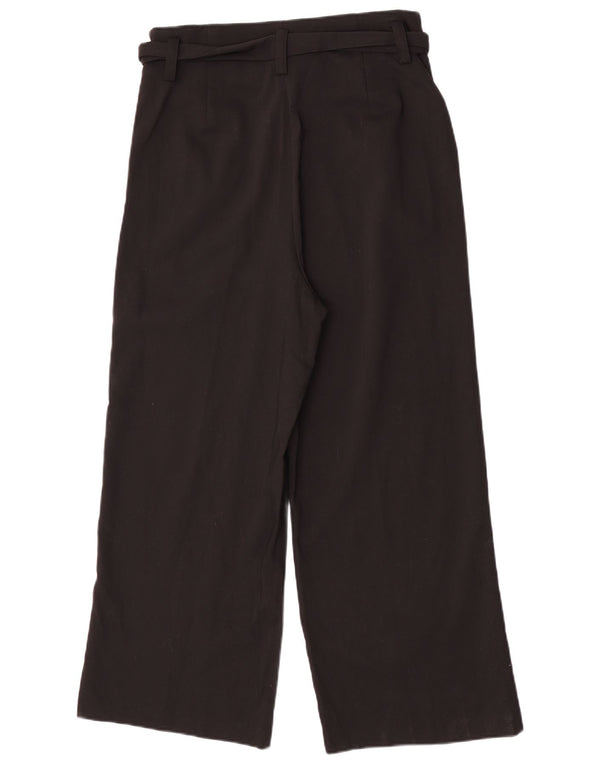 Zara Womens Wide Leg Cropped Trousers Large W30 L25 Black