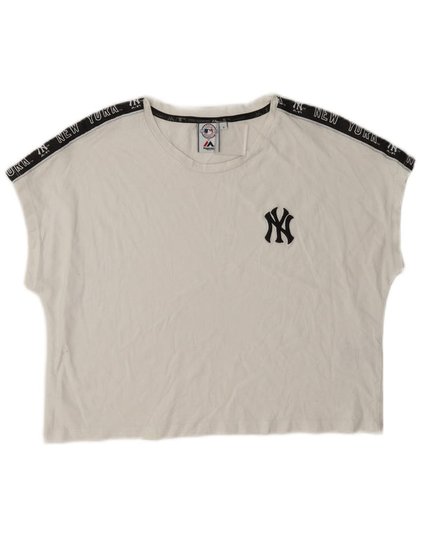 Majestic Ženska majica kratkih rukava New York Yankees s kratkim crtama UK 10 Mala bijela