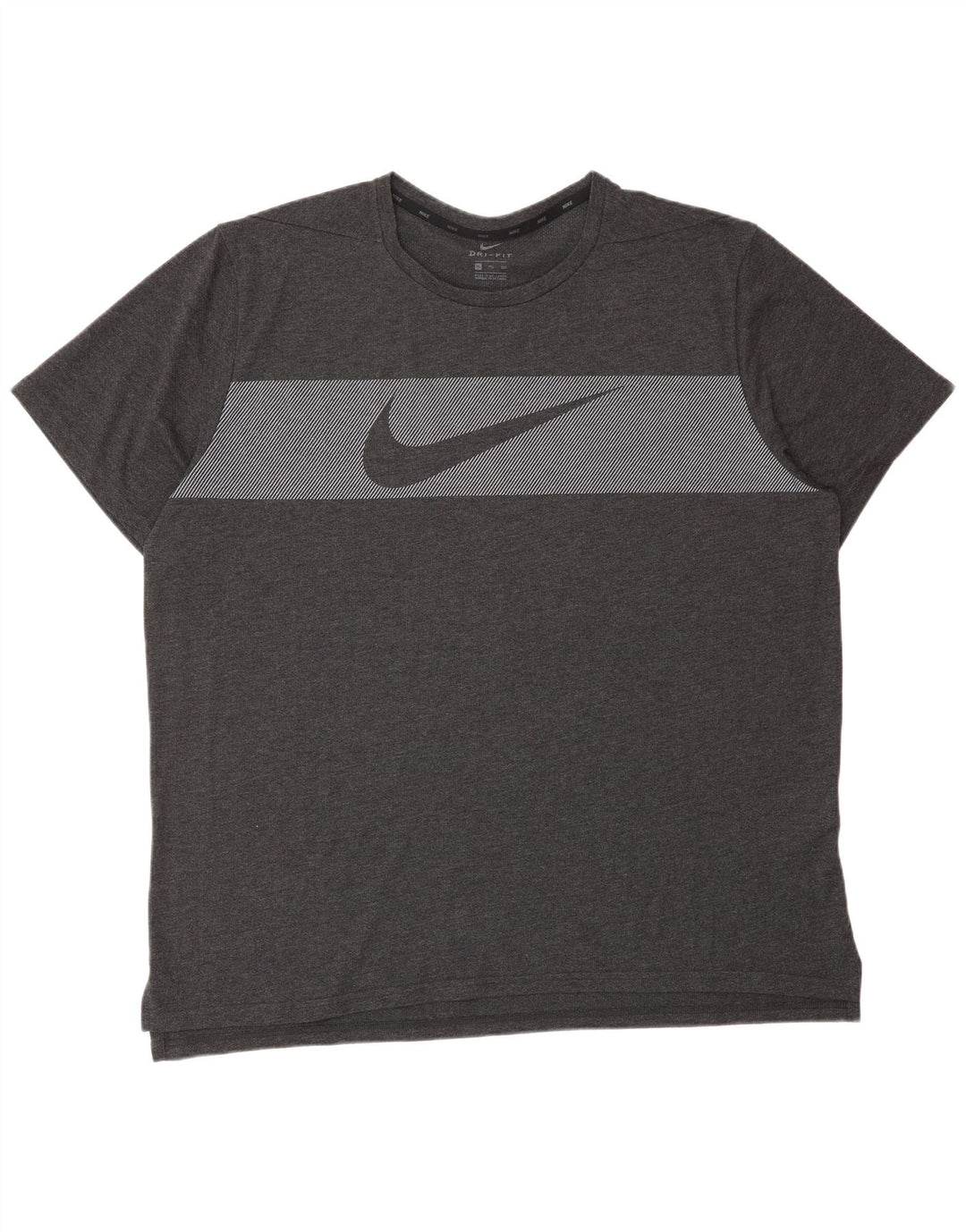 NIKE muška Dri Fit grafička majica kratkih rukava 2XL siva pamuk na pruge