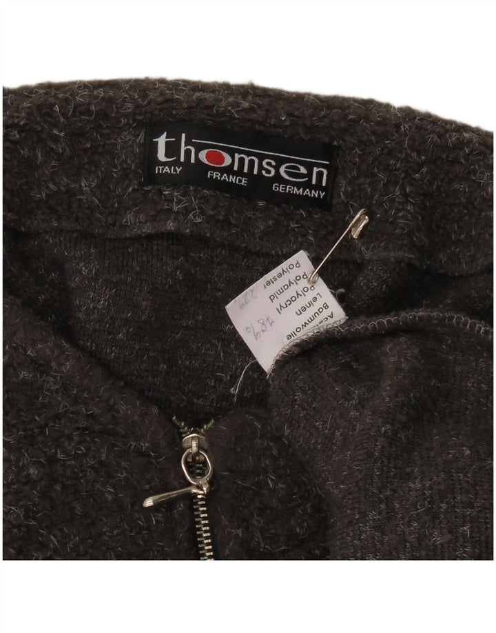VINTAGE ženski pulover s velikim izrezom UK 14 srednje siva