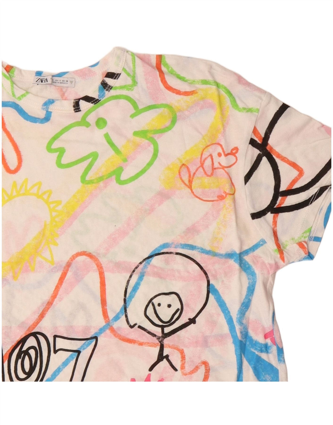 ZARA ženska majica kratkih rukava prekomjerne veličine s grafičkim motivima UK 10 Small Multicolored