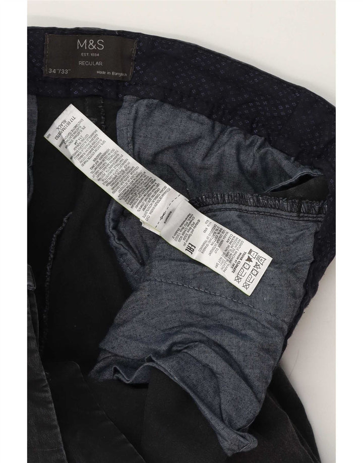 Marks & Spencer muške obične chino hlače W34 L33 crni pamuk