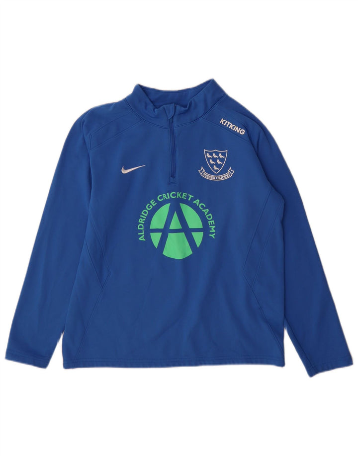 Nike Boys Graphic Zip Neck Pullover Top Trenirka 13-14 Years XL Plava