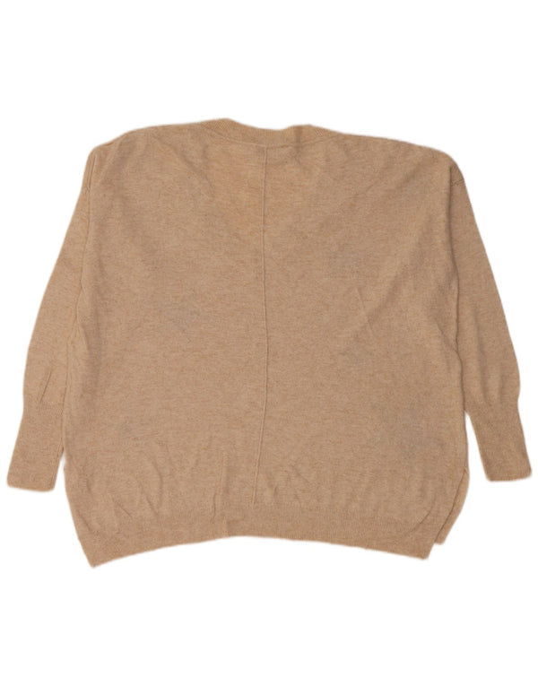 MINT VELVET Ženski pulover s apstraktnim uzorkom s V-izrezom UK 10 Small Beige
