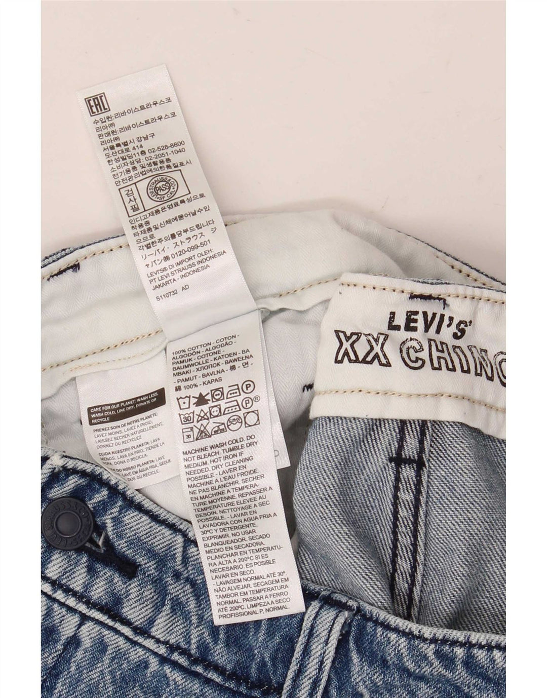 Levi's ženske traper chino kratke hlače W34 veliki plavi pamuk