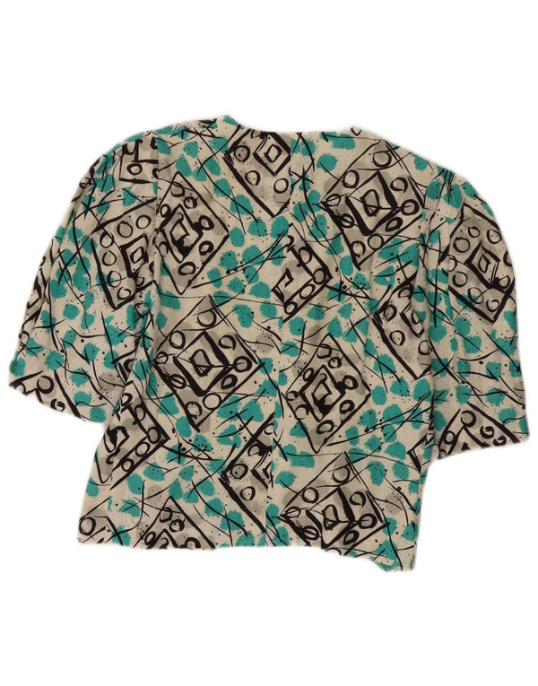 Vintage ženska kratko košulja bluza UK 12 srednje raznobojna geometrijska