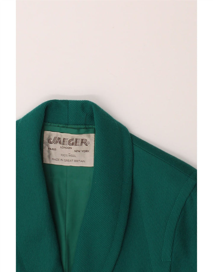 JAEGER Womens Overcoat UK 14 Medium Turquoise Wool Vintage Jaeger and Second-Hand Jaeger from Messina Hembry 