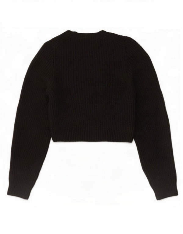 Zara Womens Crop Boat Neck Jumper Sweater UK 8 Small Grey Acrylic