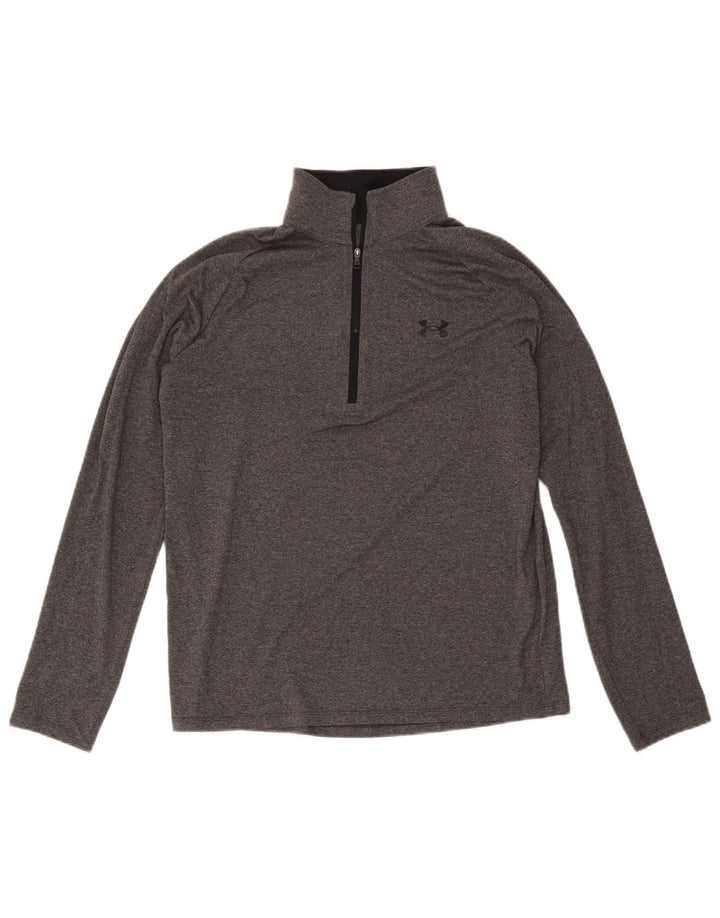 Muška majica Under Armour s izrezom i dugim rukavima srednje sive boje od poliestera
