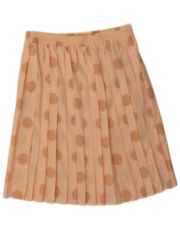 Vintage ženska plisirana suknja s noževima UK 16 velika W32 ružičasta poliesterska točkica