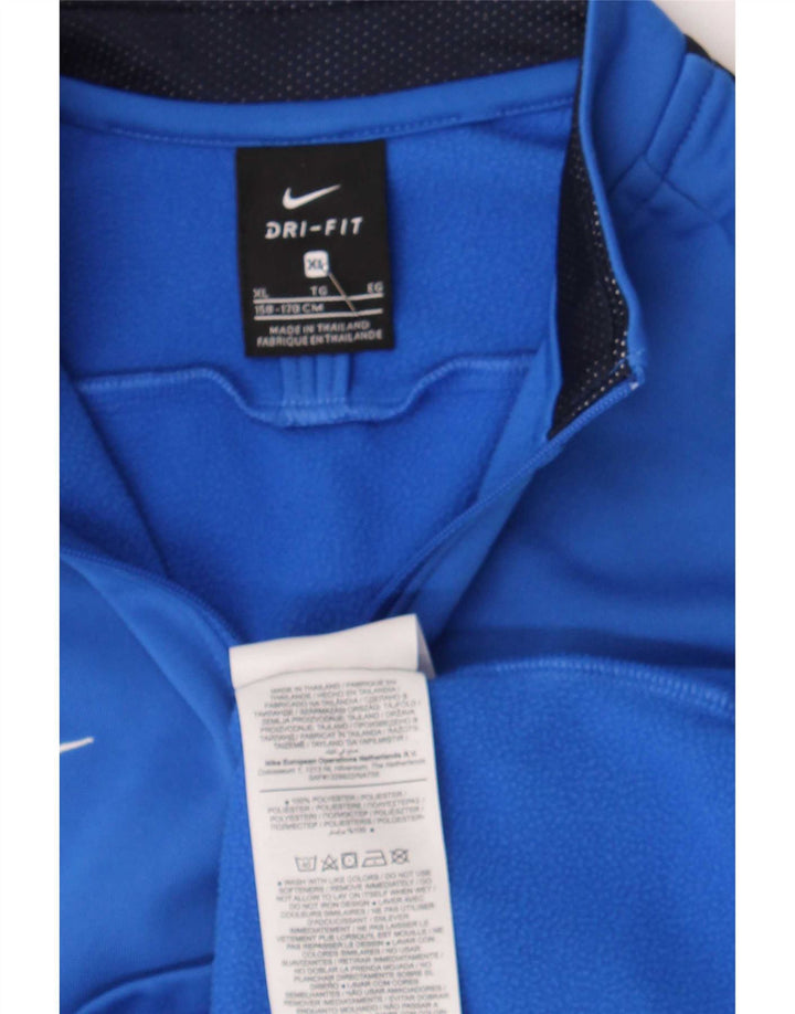 Nike Boys Zip Neck Pullover Top Trenirka 13-14 Years XL Blue Colourblock