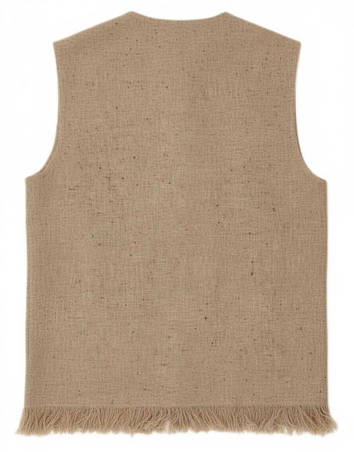 Vintage ženski kardigan džemper bez rukava UK 14 srednje siva vunena vuna