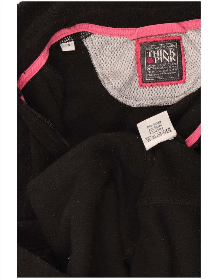 Think Pink ženski flis džemper s patentnim izrezom UK 10 Mali crni poliester