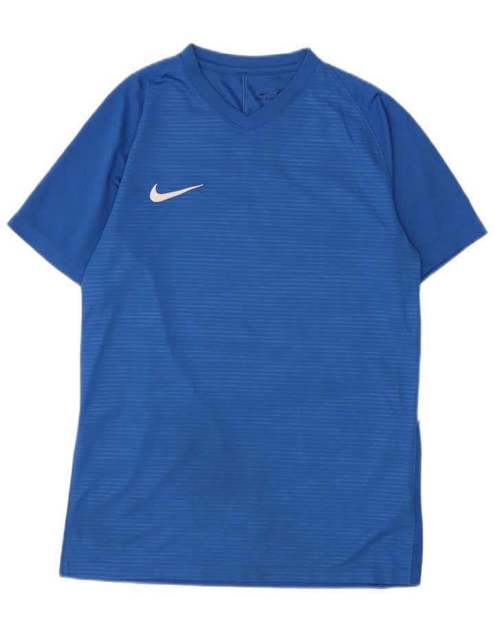 Nike Dri Fit majica kratkih rukava srednje veličine s plavim prugama od poliestera