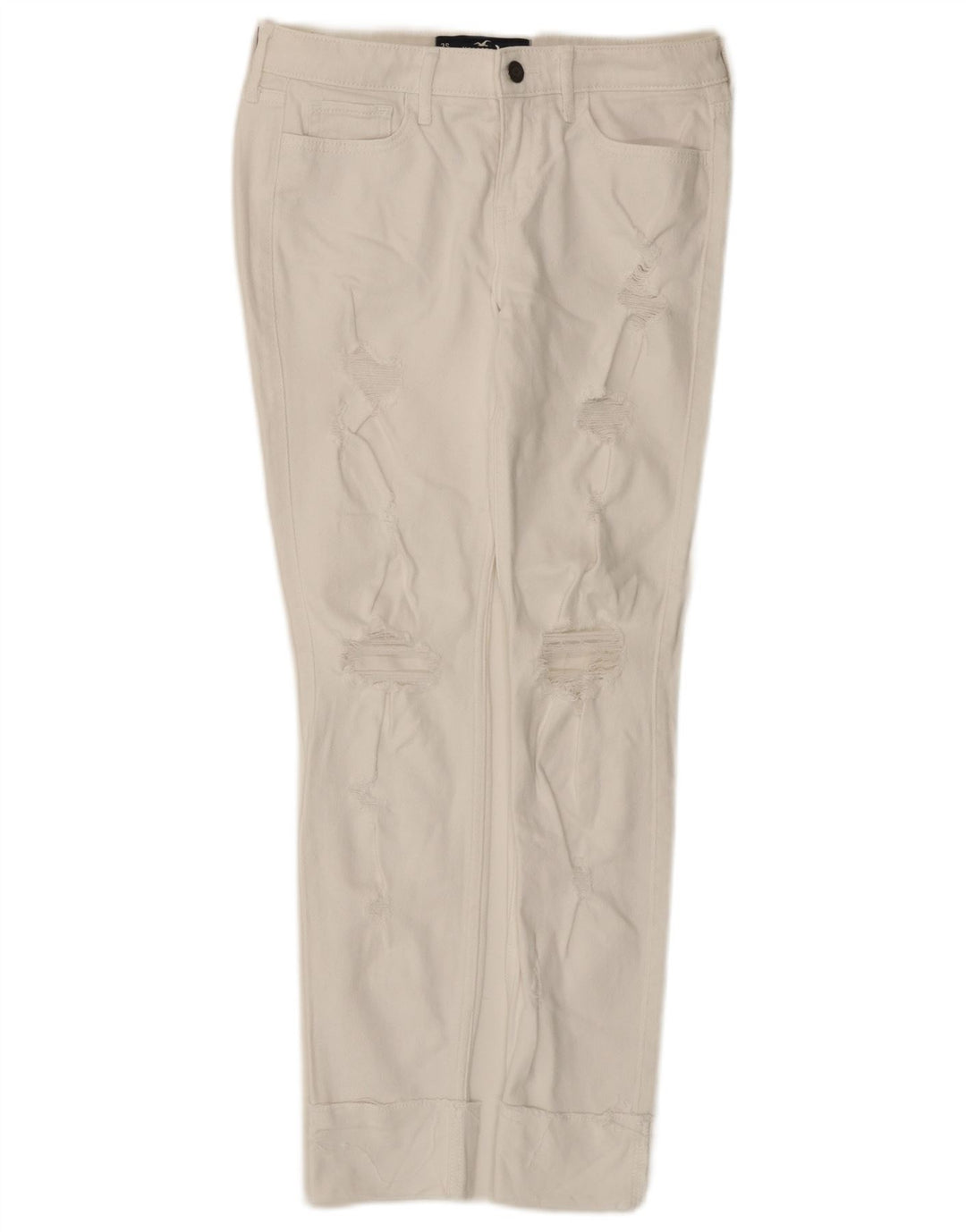 HOLLISTER Ženske uske traperice niskog struka W26 L28 Bijeli pamuk