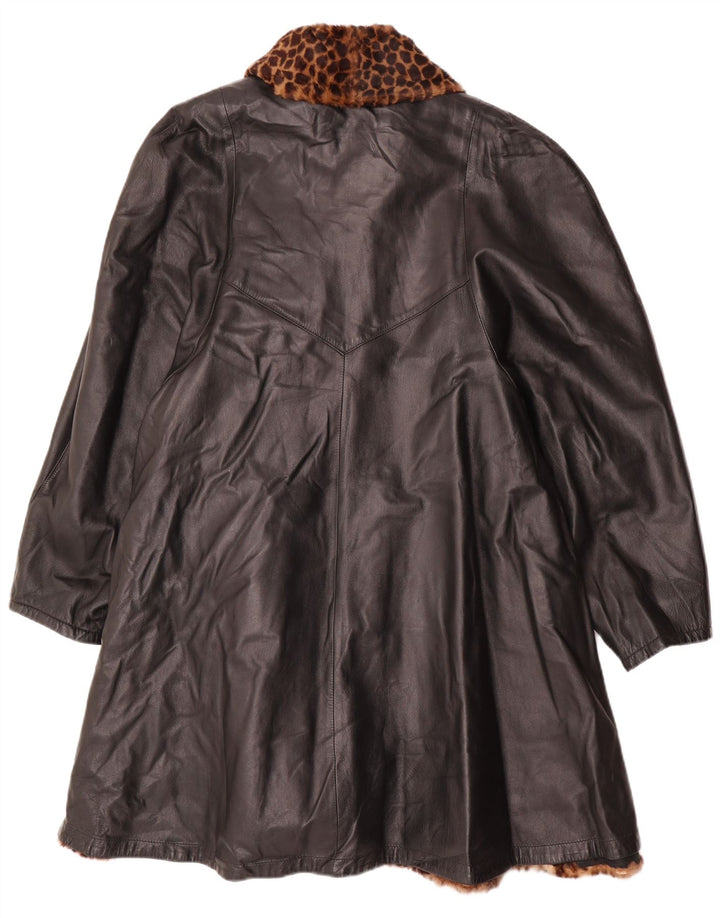 Vintage ženski preveliki kožni kaput IT 46 Large Black