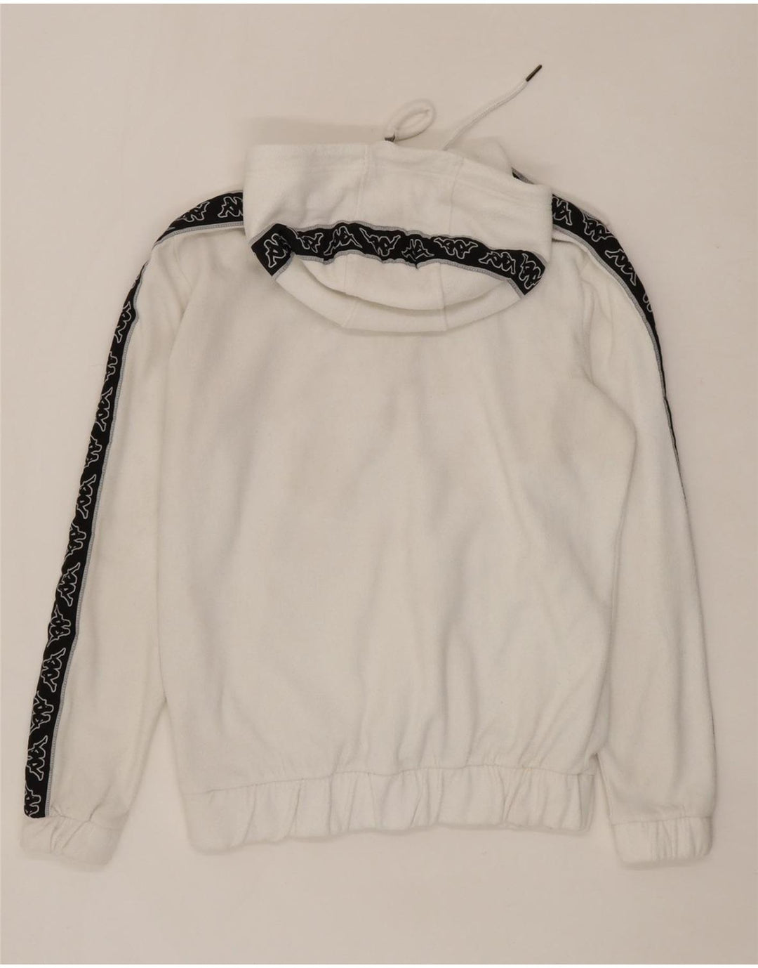 KAPPA Mens Fleece Graphic Hoodie Jumper Medium White Polyester Vintage Kappa and Second-Hand Kappa from Messina Hembry 