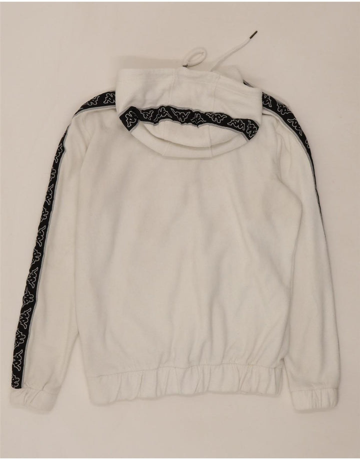 KAPPA Mens Fleece Graphic Hoodie Jumper Medium White Polyester Vintage Kappa and Second-Hand Kappa from Messina Hembry 