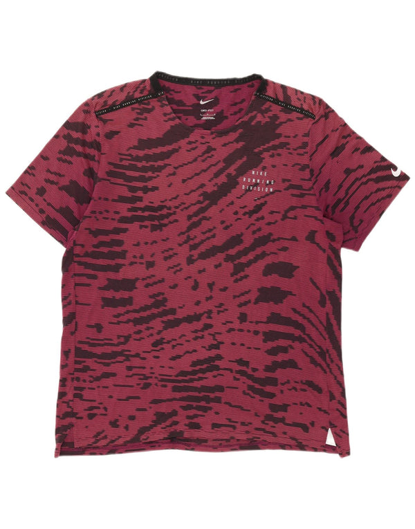 Nike Dri Fit T-Shirt Top Large Burgundy Tie Dye Poliester