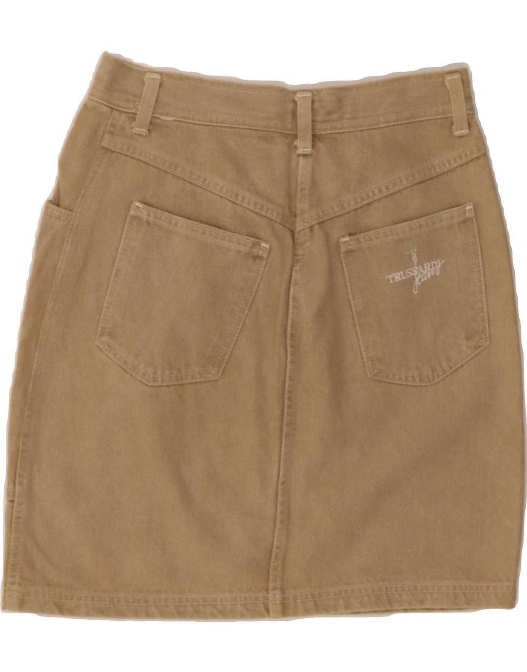 TRUSSARDI Womens Denim Skirt W30 Medium  Beige Cotton Vintage Trussardi and Second-Hand Trussardi from Messina Hembry 