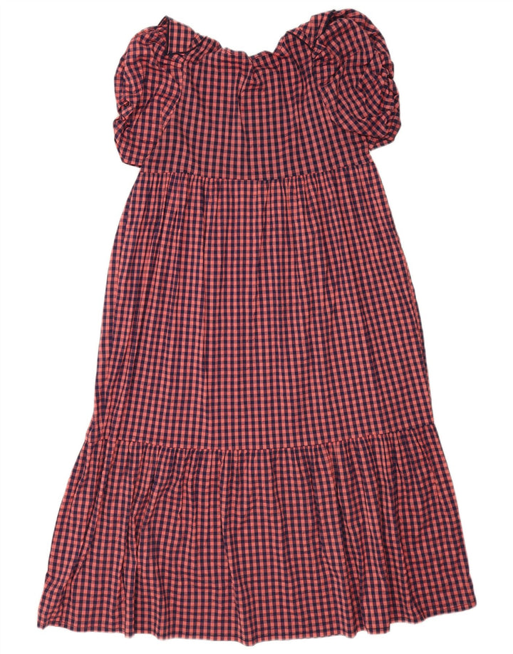 Zara ženska haljina Empire s volanima UK 10 Mala ružičasta gingham poliester