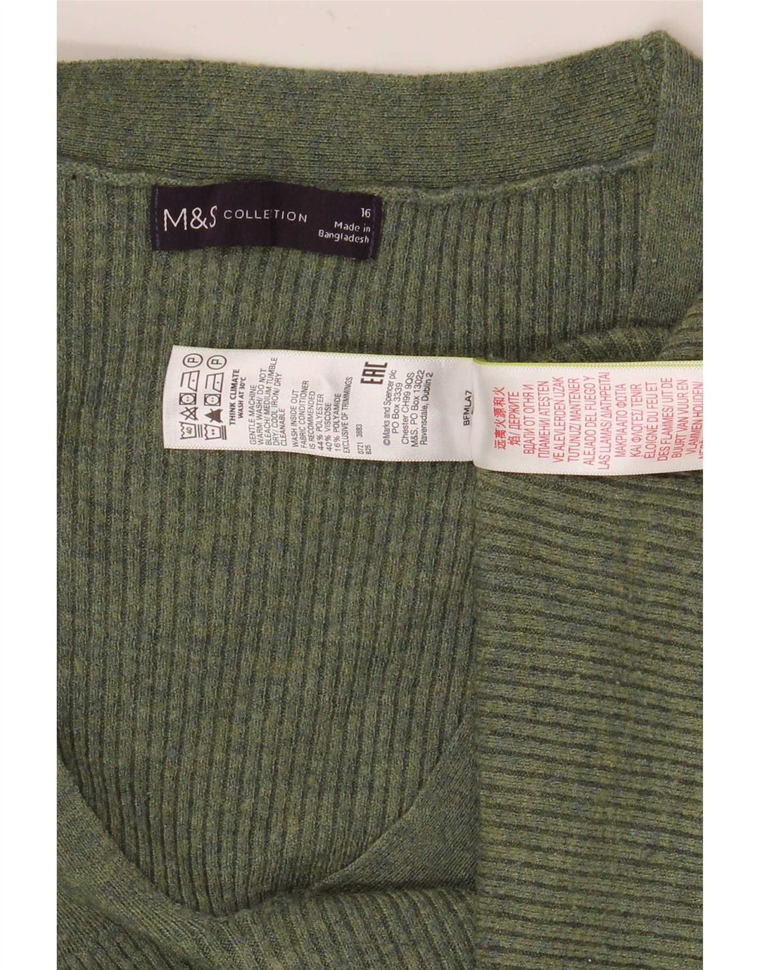 Marks & Spencer ženski džemper s V-izrezom UK 16 veliki zeleni poliester