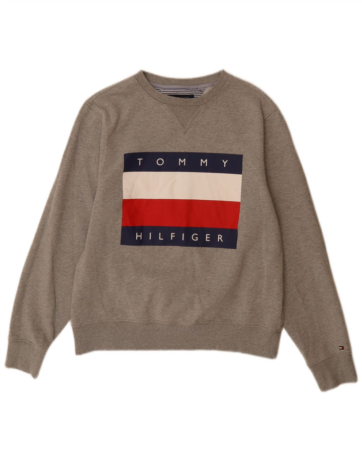 TOMMY HILFIGER Ženski džemper s grafičkim motivima UK 14 Srednje sivi pamuk