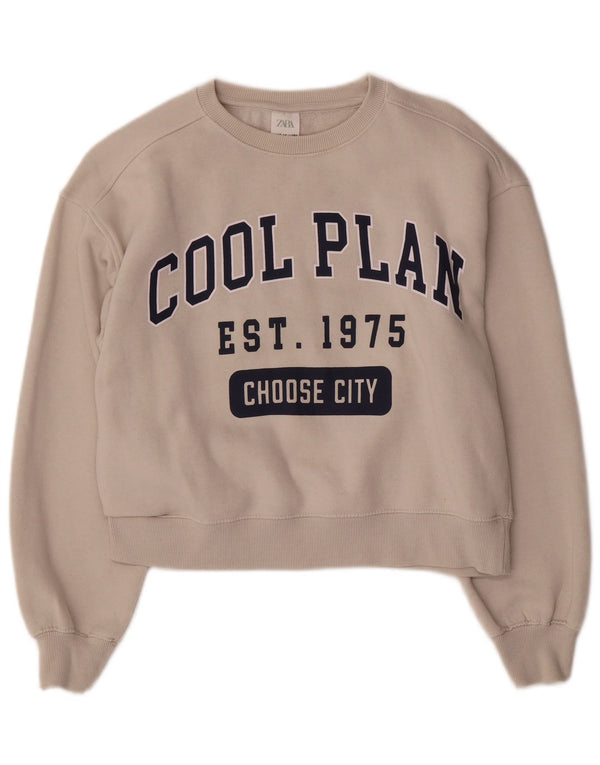 Zara Girls Crop Graphic Sweatshirt Džemper 13-14 godina bijeli