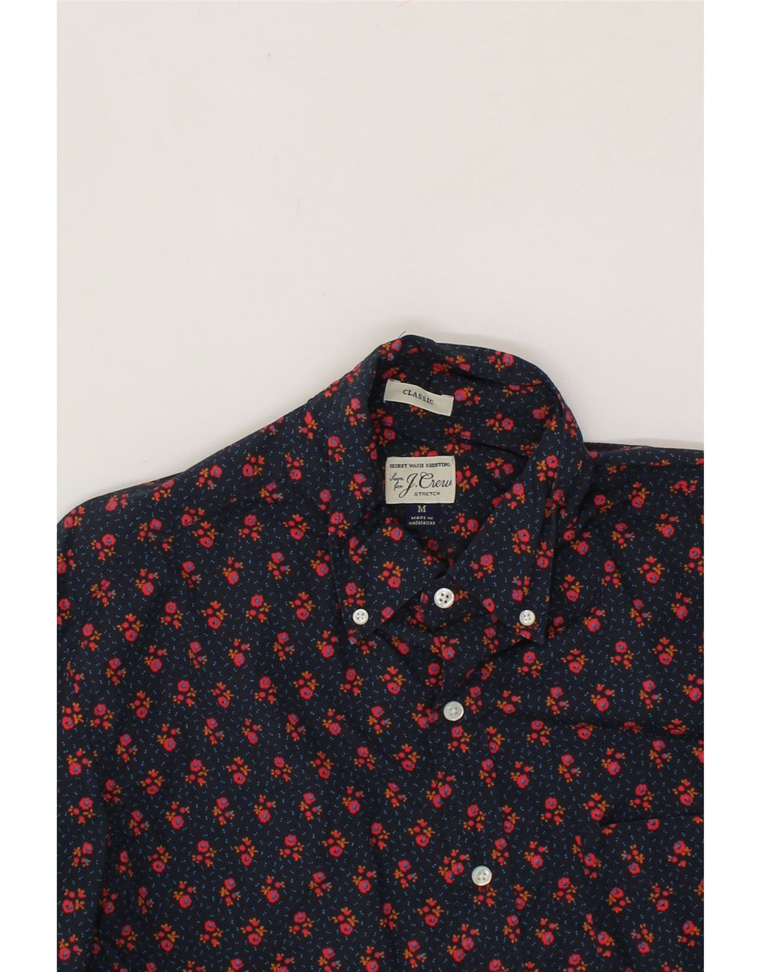 J. CREW Mens Classic Fit Shirt Medium Navy Blue Floral Cotton Vintage J. Crew and Second-Hand J. Crew from Messina Hembry 