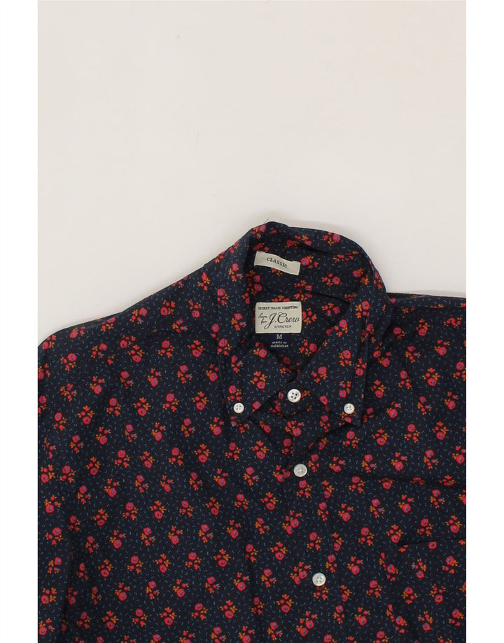 J. CREW Mens Classic Fit Shirt Medium Navy Blue Floral Cotton Vintage J. Crew and Second-Hand J. Crew from Messina Hembry 