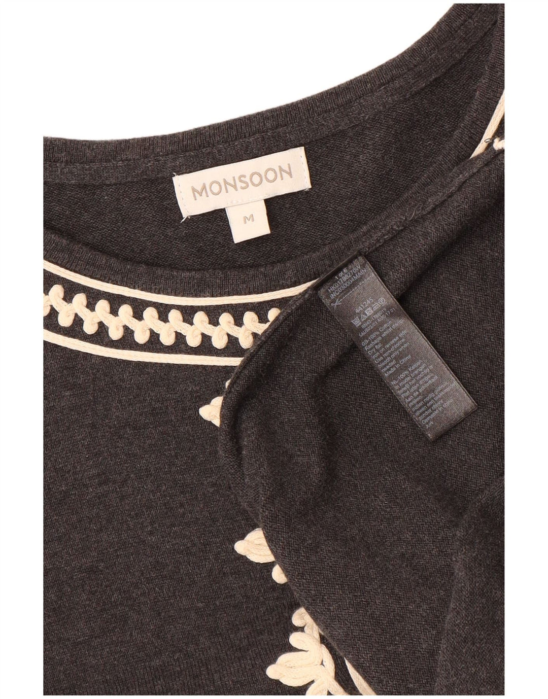 MONSOON Ženska džemper haljina 3/4 rukava UK 12 Srednje sivi pamuk