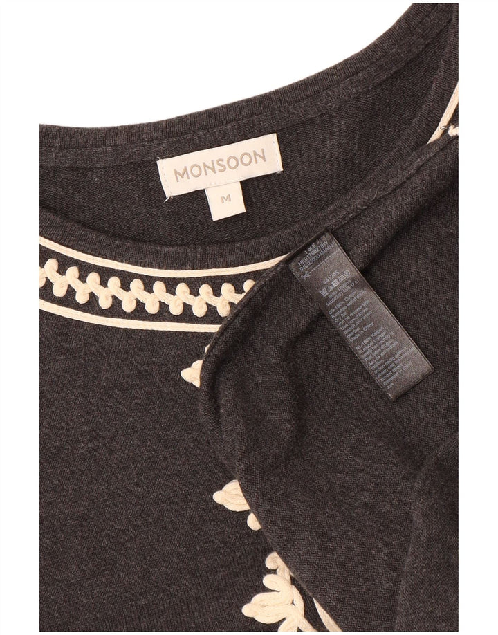 MONSOON Ženska džemper haljina 3/4 rukava UK 12 Srednje sivi pamuk