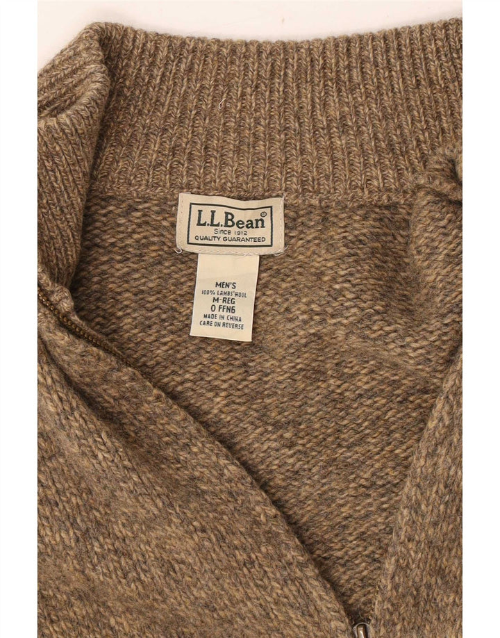 L.L.Bean muški kardigan džemper s punim patentnim zatvaračem srednje bež boje od janjeće vune s pjegama