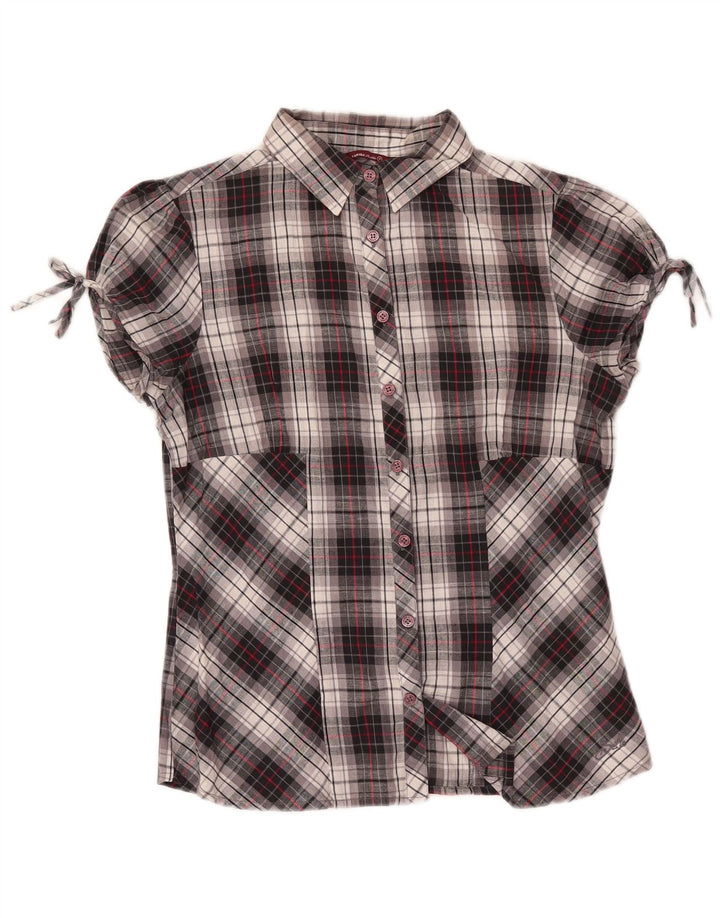 Ženska košulja Carrera kratkih rukava bluza UK 14 Srednje sivi karirani pamuk