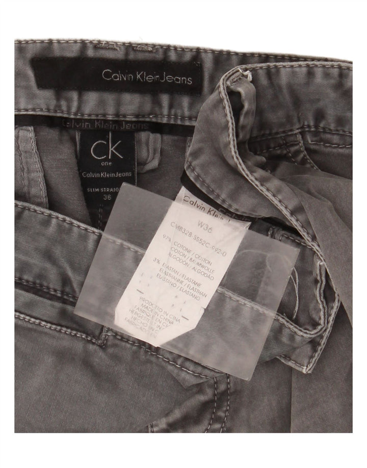 Calvin Klein Muške uske traperice W36 L32 Sivi pamuk