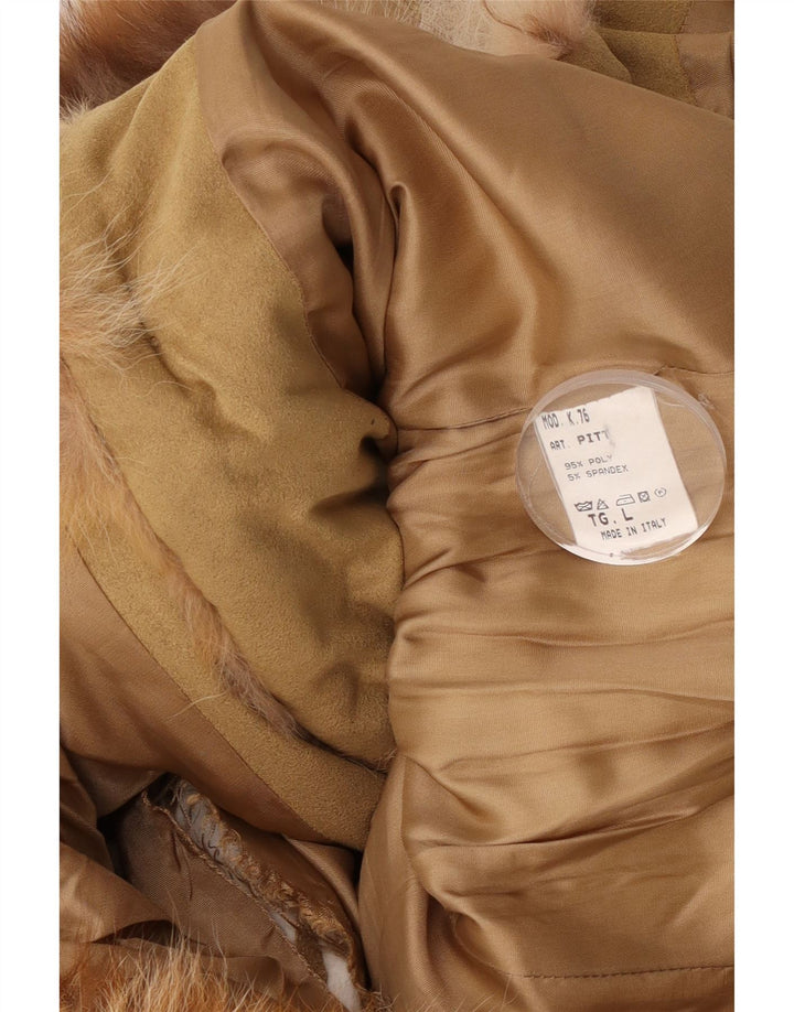 Vintage ženska podstavljena jakna s kapuljačom UK 16 veliki bež poliester