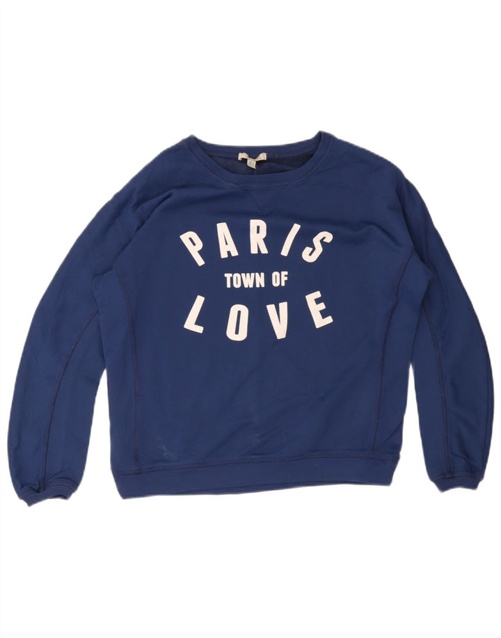 Zara ženski džemper prekomjerne majice Paris Graphic UK 10 Small Blue