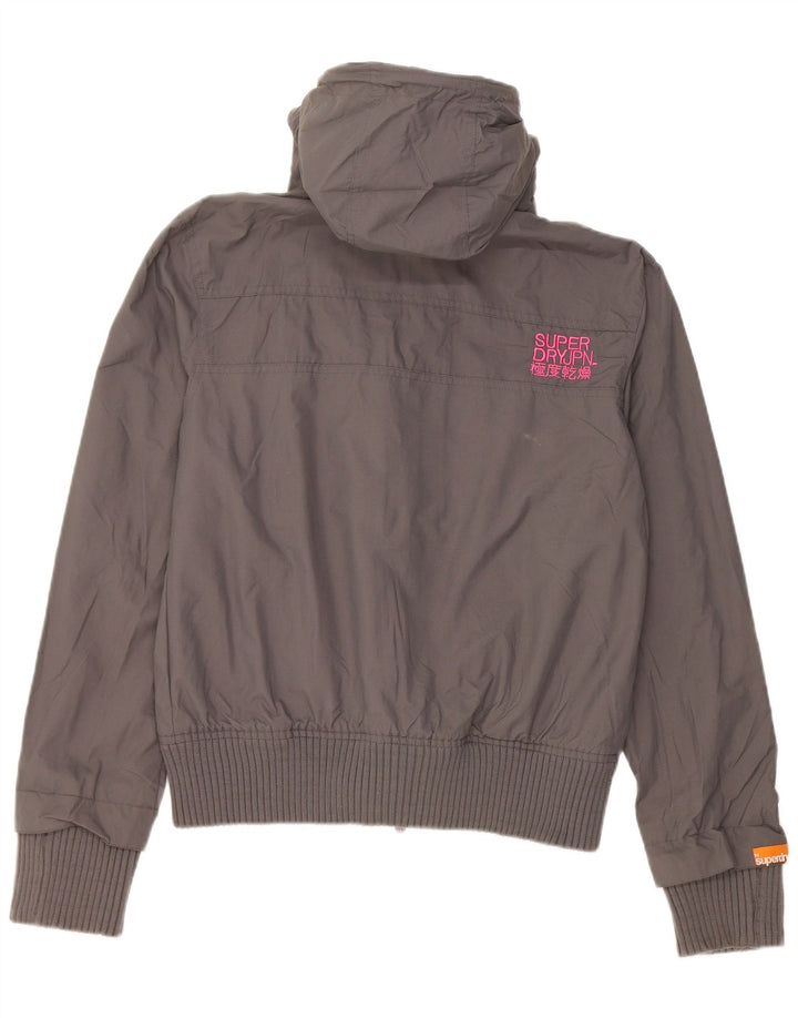 Superdry ženska kišna jakna s kapuljačom UK 16 Veliki sivi najlon