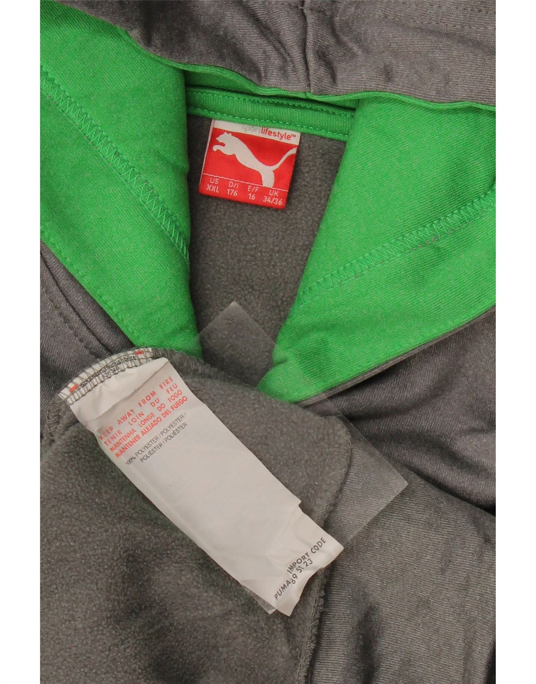 PUMA Boys Graphic Hoodie Jumper 15-16 Years Grey Polyester