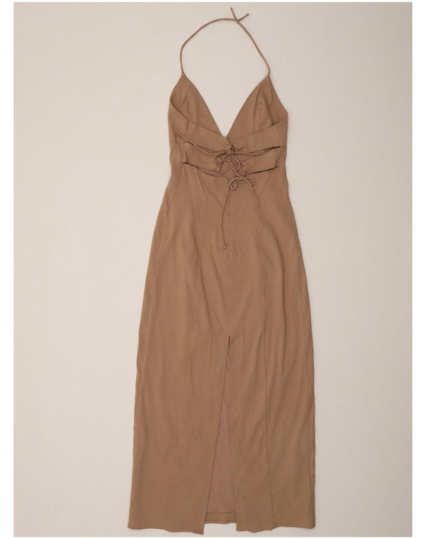 Zara ženska haljina s halterima UK 8 Small Beige Lan