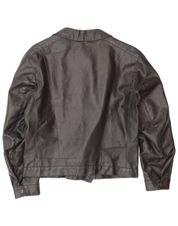 Vintage muška kožna biciklistička jakna UK 38 srednje crna