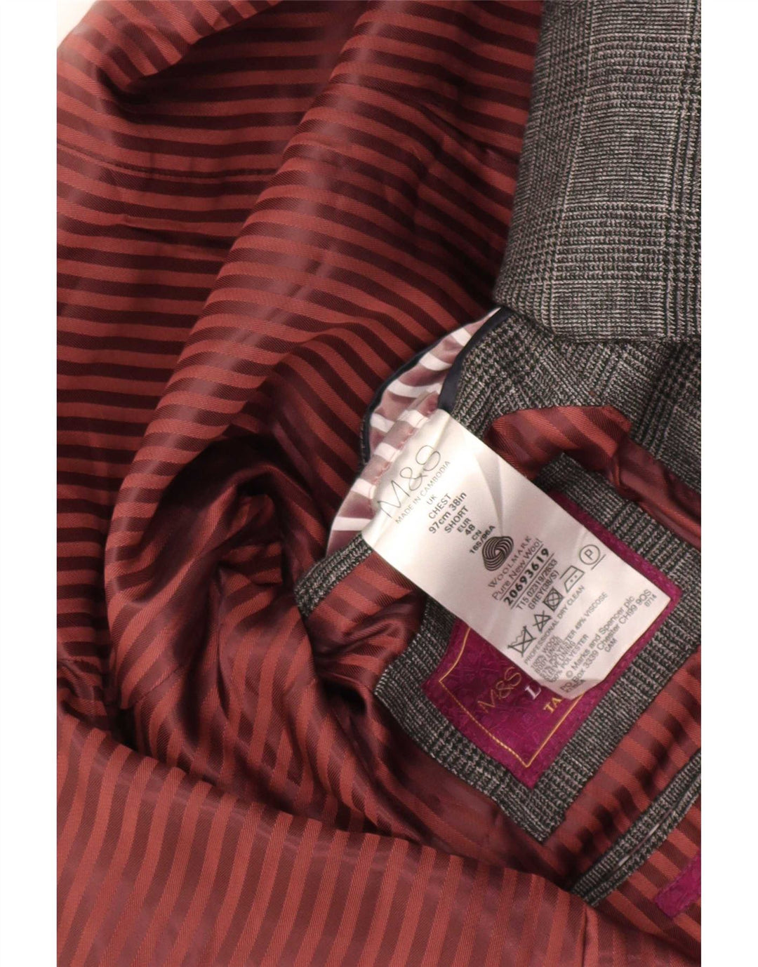 Marks & Spencer muška jakna sako s 2 gumba UK 38 srednje siva karirana vuna