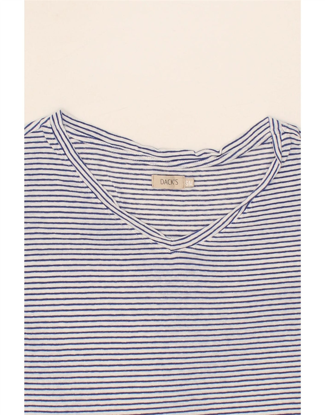 DACK'S Womens Oversized Crop T-Shirt Top UK 10 Small Blue Striped Vintage Dack's and Second-Hand Dack's from Messina Hembry 